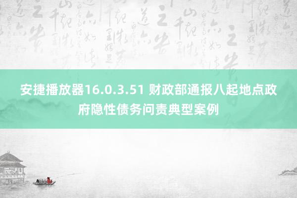 安捷播放器16.0.3.51 财政部通报八起地点政府隐性债务问责典型案例