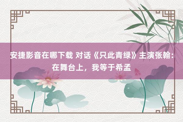 安捷影音在哪下载 对话《只此青绿》主演张翰：在舞台上，我等于希孟