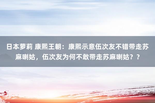 日本萝莉 康熙王朝：康熙示意伍次友不错带走苏麻喇姑，伍次友为何不敢带走苏麻喇姑？？