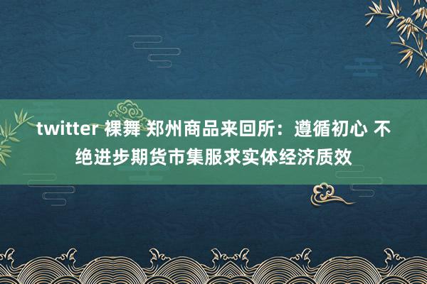 twitter 裸舞 郑州商品来回所：遵循初心 不绝进步期货市集服求实体经济质效