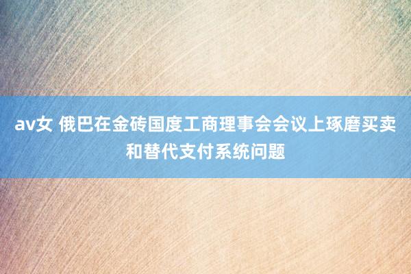 av女 俄巴在金砖国度工商理事会会议上琢磨买卖和替代支付系统问题