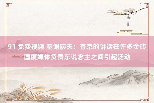 91 免费视频 基谢廖夫：普京的讲话在许多金砖国度媒体负责东说念主之间引起泛动