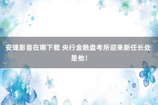 安捷影音在哪下载 央行金融盘考所迎来新任长处 是他！