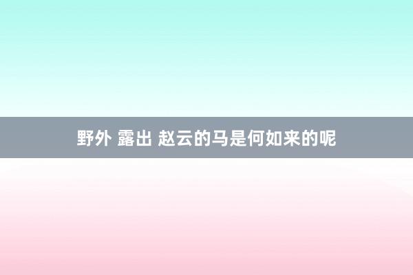 野外 露出 赵云的马是何如来的呢