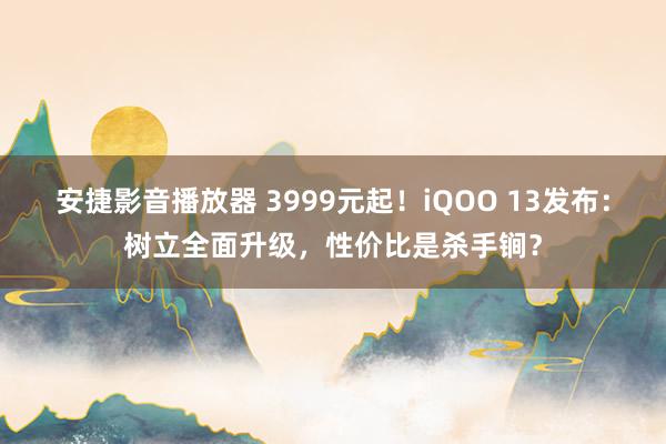 安捷影音播放器 3999元起！iQOO 13发布：树立全面升级，性价比是杀手锏？