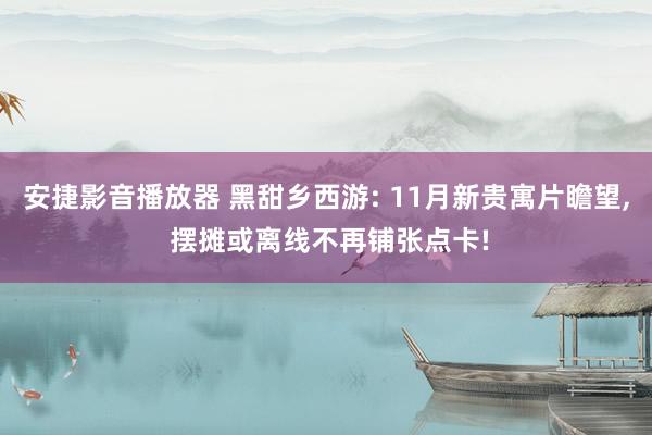 安捷影音播放器 黑甜乡西游: 11月新贵寓片瞻望， 摆摊或离线不再铺张点卡!