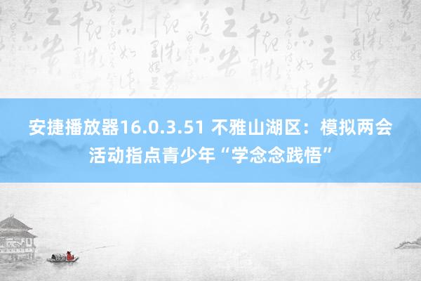 安捷播放器16.0.3.51 不雅山湖区：模拟两会活动指点青少年“学念念践悟”