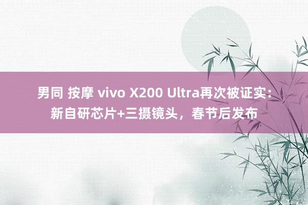 男同 按摩 vivo X200 Ultra再次被证实：新自研芯片+三摄镜头，春节后发布