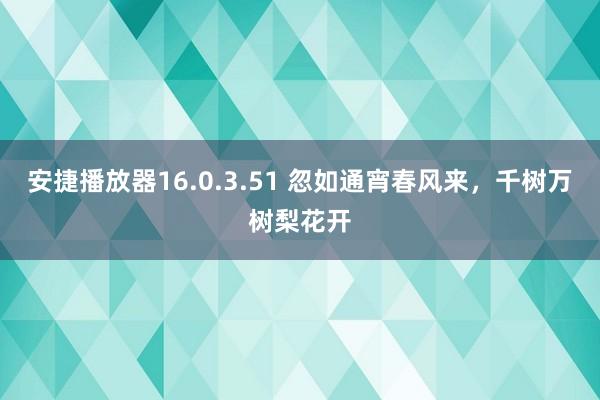 安捷播放器16.0.3.51 忽如通宵春风来，<a href=