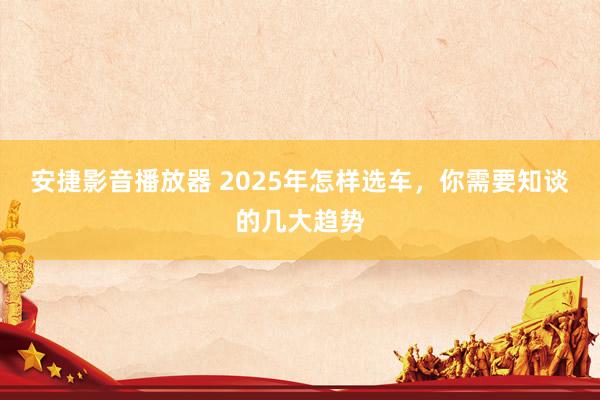 安捷影音播放器 2025年怎样选车，你需要知谈的几大趋势