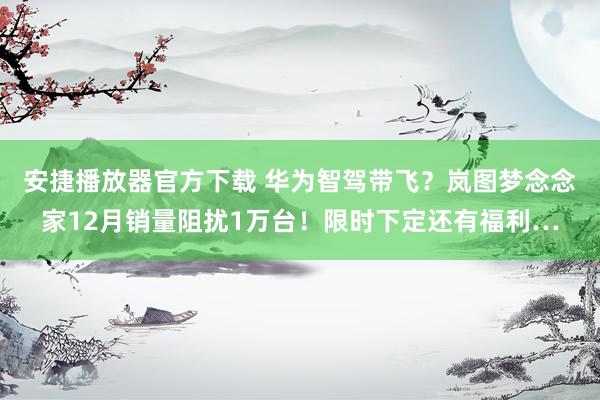 安捷播放器官方下载 华为智驾带飞？岚图梦念念家12月销量阻扰1万台！限时下定还有福利…