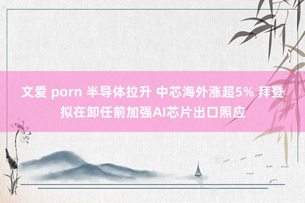 文爱 porn 半导体拉升 中芯海外涨超5% 拜登拟在卸任前