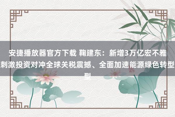 安捷播放器官方下载 鞠建东：新增3万亿宏不雅刺激投资对冲全球