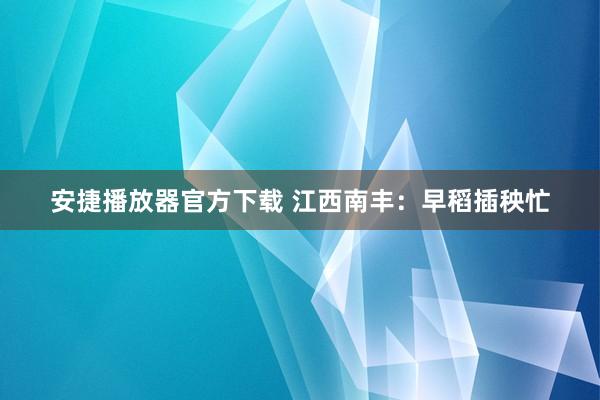 安捷播放器官方下载 江西南丰：早稻插秧忙