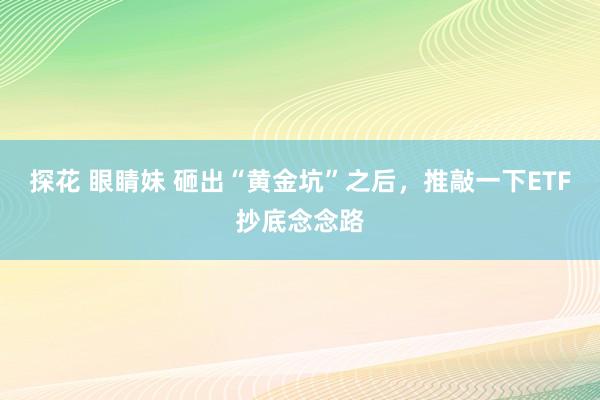 探花 眼睛妹 砸出“黄金坑”之后，推敲一下ETF抄底念念路